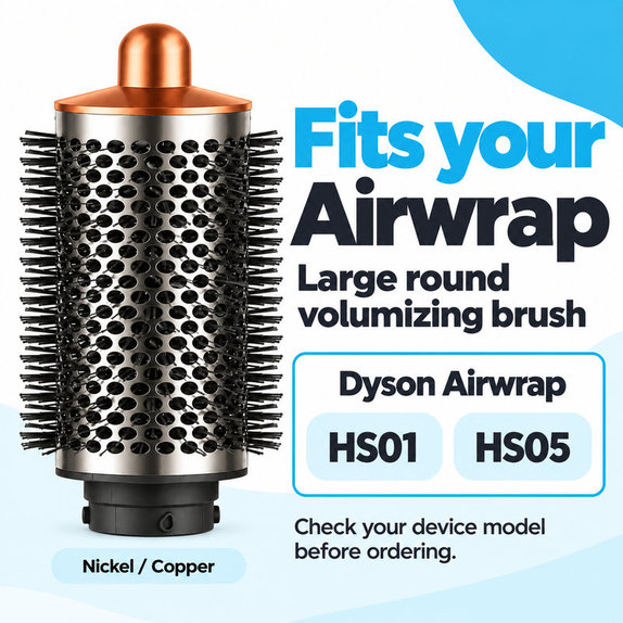 Spazzola rotonda grande volumizzante per Dyson Airwrap HS01, HS05, Nickel / Copper