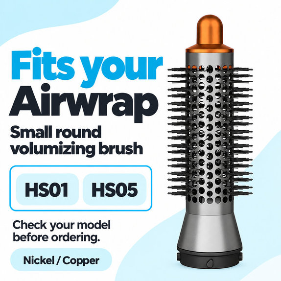 Spazzola rotonda piccola volumizzante per Dyson Airwrap HS01, HS05, Nickel / Copper
