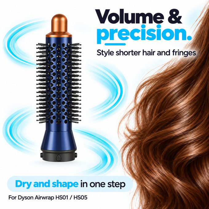 Spazzola rotonda piccola volumizzante per Dyson Airwrap HS01, HS05, Prussian Blue / Rich Copper