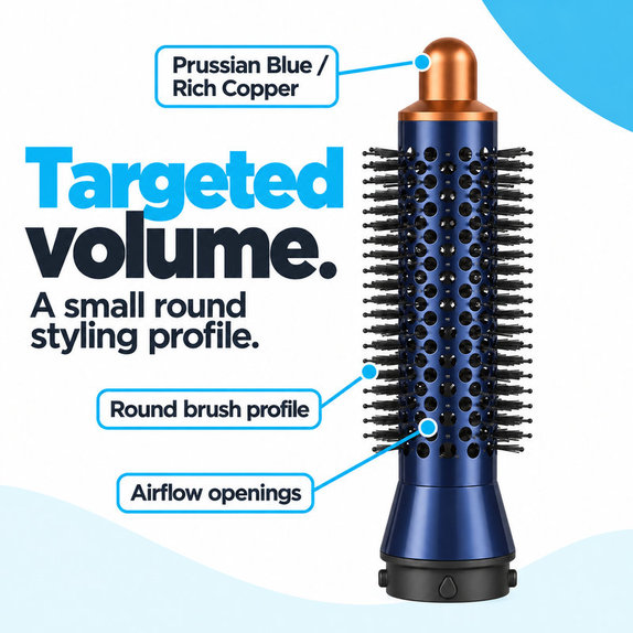 Spazzola rotonda piccola volumizzante per Dyson Airwrap HS01, HS05, Prussian Blue / Rich Copper