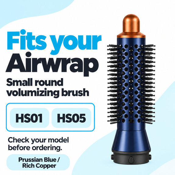 Spazzola rotonda piccola volumizzante per Dyson Airwrap HS01, HS05, Prussian Blue / Rich Copper