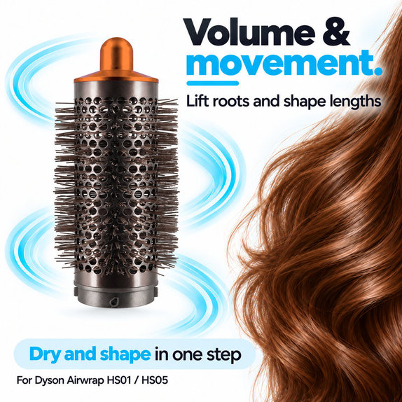 Spazzola rotonda media volumizzante per Dyson Airwrap HS01, HS05, Nickel / Copper