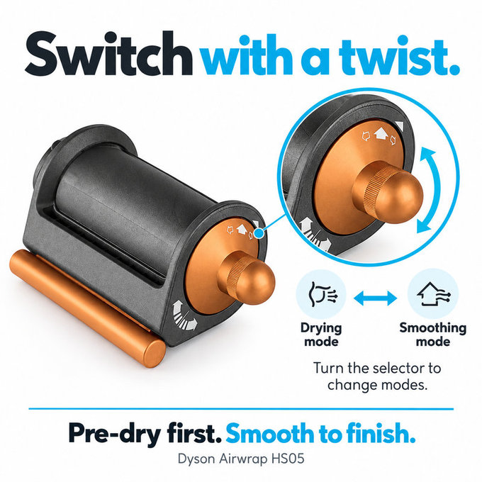 Accessorio Coanda lisciante e asciugante per Dyson Airwrap HS05, Nickel / Copper