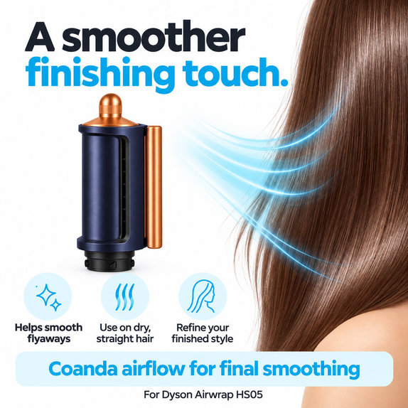 Accessorio Coanda lisciante e asciugante per Dyson Airwrap HS05, Prussian Blue / Rich Copper