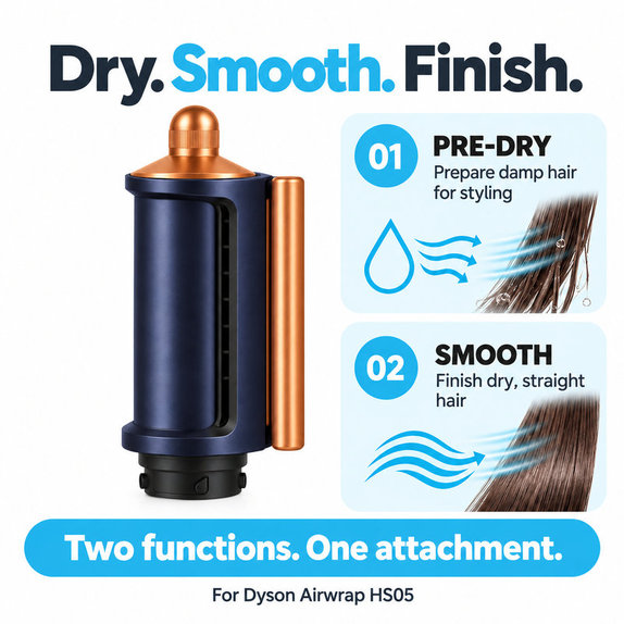 Accessorio Coanda lisciante e asciugante per Dyson Airwrap HS05, Prussian Blue / Rich Copper