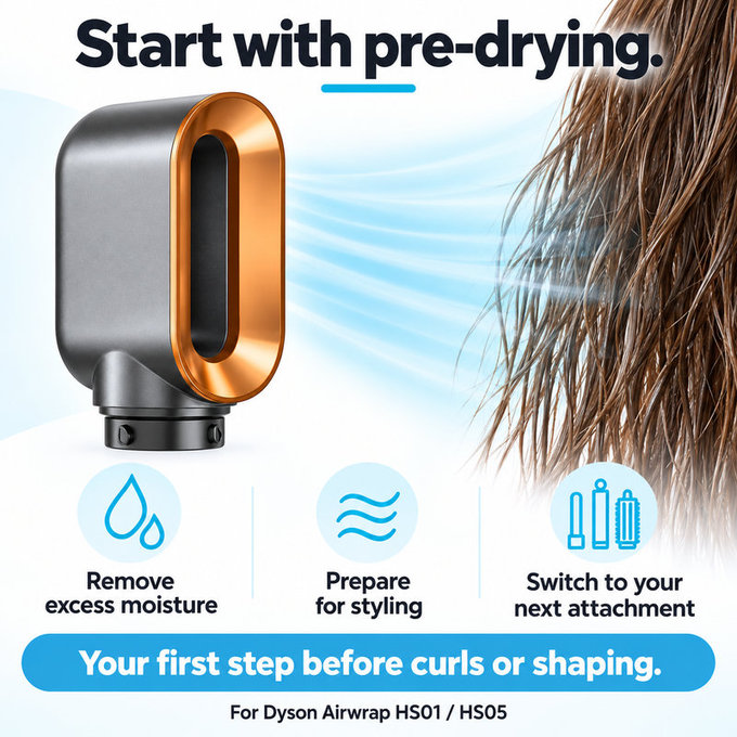 Accessorio per asciugatura rapida per Dyson Airwrap HS01, HS05, Nickel / Copper