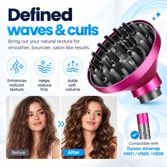 Diffusore Wave + Curl per Dyson Airwrap HS05, Fuchsia