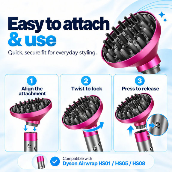 Diffusore Wave + Curl per Dyson Airwrap HS05, Fuchsia