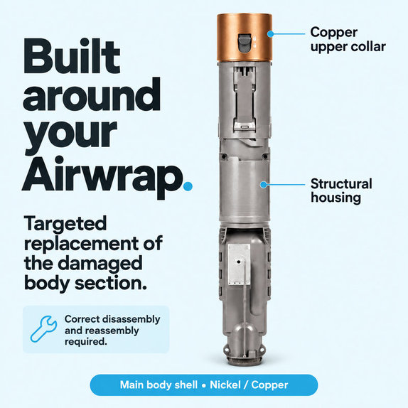 Scocca corpo principale per Dyson Airwrap HS01, HS05, Nickel / Copper
