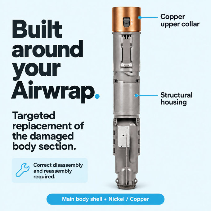 Scocca corpo principale per Dyson Airwrap HS01, HS05, Nickel / Copper