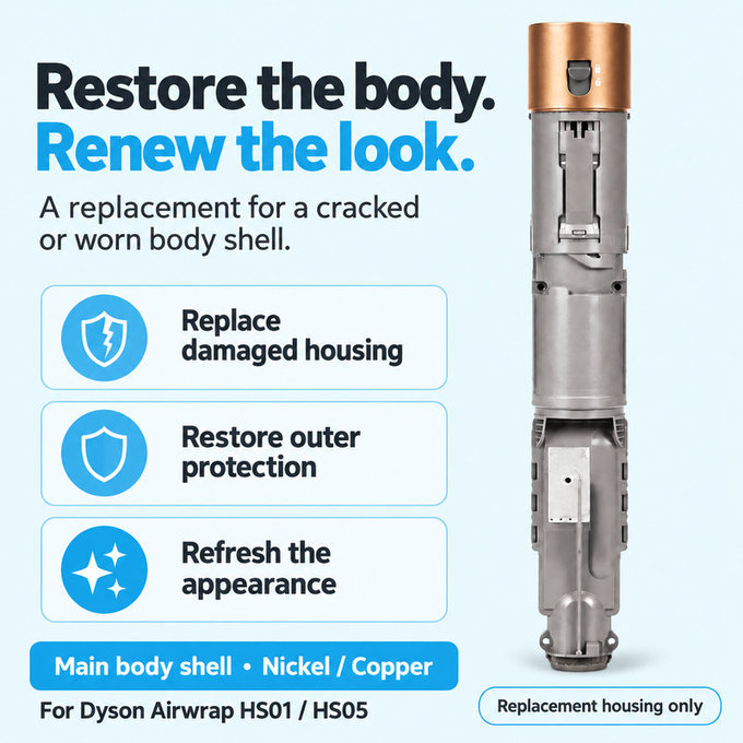 Scocca corpo principale per Dyson Airwrap HS01, HS05, Nickel / Copper