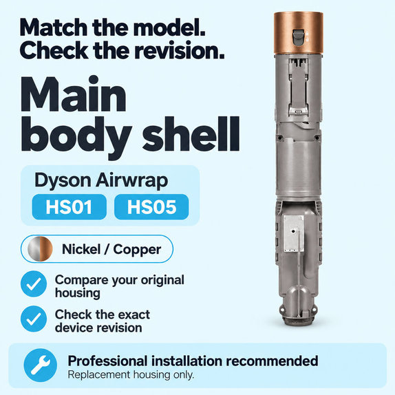 Scocca corpo principale per Dyson Airwrap HS01, HS05, Nickel / Copper