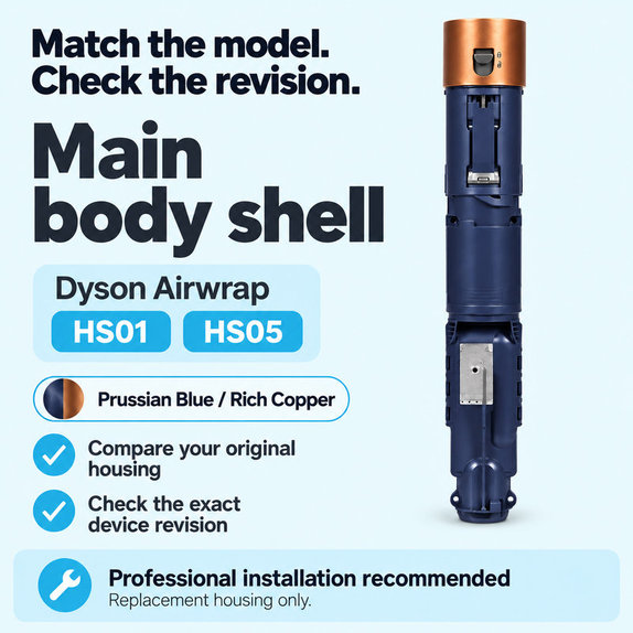 Scocca corpo principale per Dyson Airwrap HS01, HS05, Prussian Blue / Rich Copper