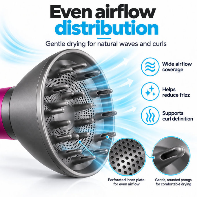 Diffusore per Dyson Supersonic HD01, HD03, HD07, HD15, HD16, Black / Nickel