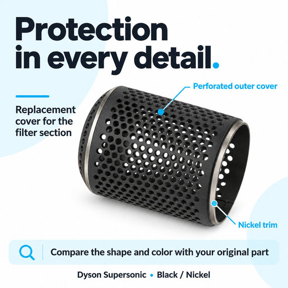Coperchio filtro per Dyson Supersonic HD01, HD03, HD07, HD15, HD16, Black / Nickel