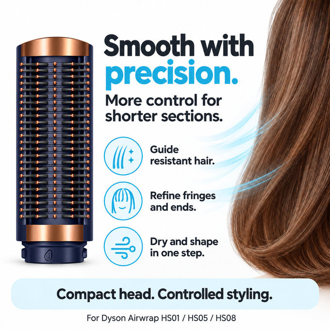 Spazzola lisciante rigida piccola per Dyson Airwrap HS01, HS05, HS08, Prussian Blue / Rich Copper
