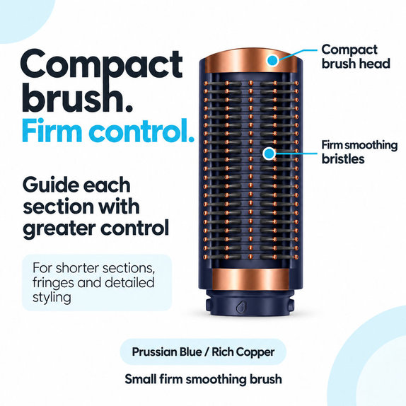 Spazzola lisciante rigida piccola per Dyson Airwrap HS01, HS05, HS08, Prussian Blue / Rich Copper