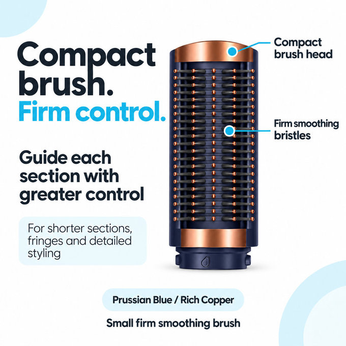 Spazzola lisciante rigida piccola per Dyson Airwrap HS01, HS05, HS08, Prussian Blue / Rich Copper