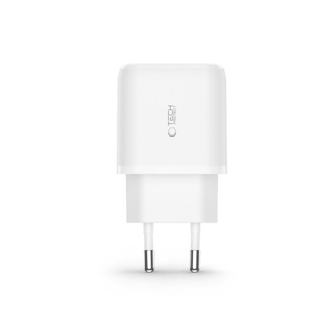 Caricatore da parete C20W 2-PORT PD 20W / QC3.0 + Lightning Cable, bianca, Tech-Protect