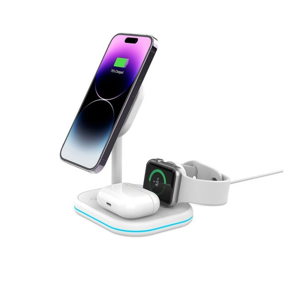 Caricatore wireless QI15W-A27 3IN1 Magnetic MagSafe, bianca, Tech-Protect