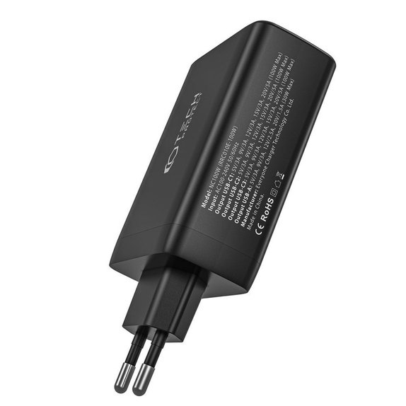 Caricatore da parete NC100W-GAN 4-PORT PD 100W / QC3.0, bianca, Tech-Protect