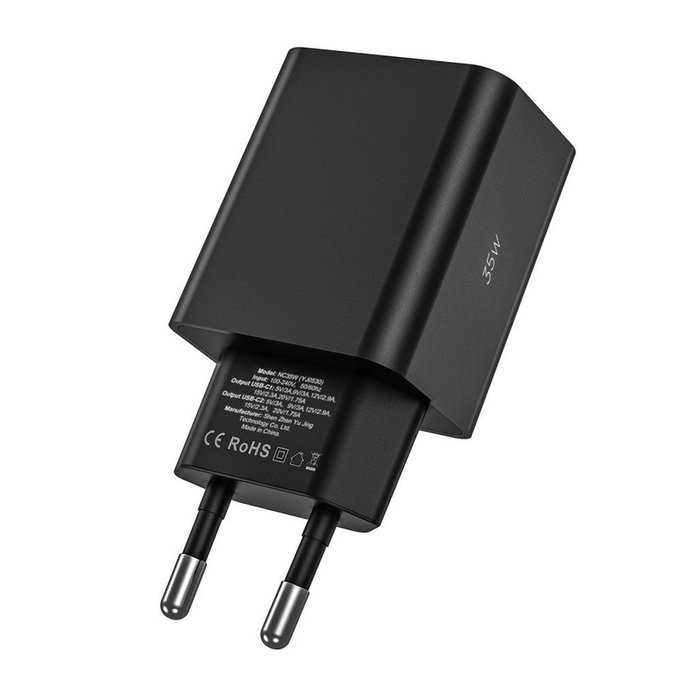 Caricatore da parete C35W 2-PORT PD 35W, bianca, Tech-Protect