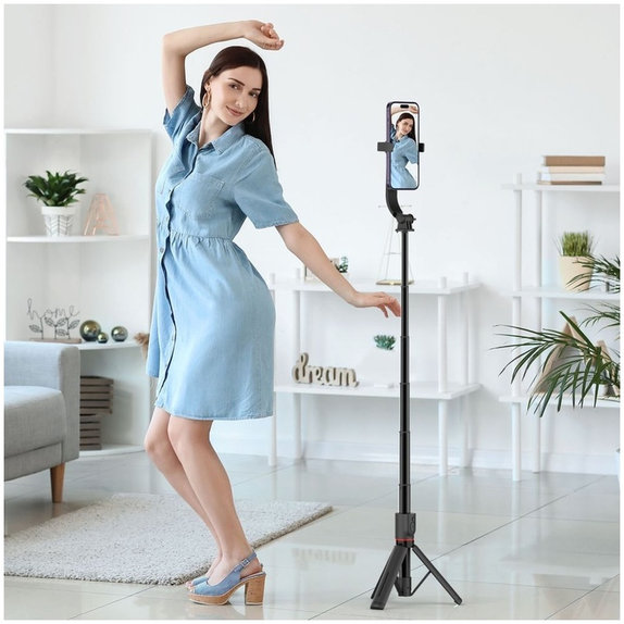 Selfie stick con treppiede L04S MagSafe, nera, Tech-Protect