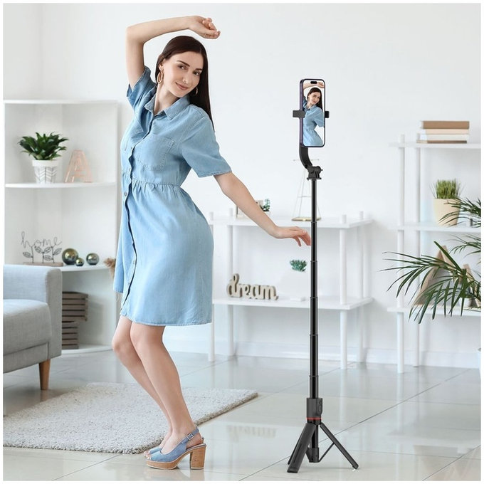 Selfie stick con treppiede L04S MagSafe, nera, Tech-Protect