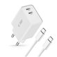 Caricatore da parete C35W 2-PORT PD 35W + USB-C Cable, bianca, Tech-Protect