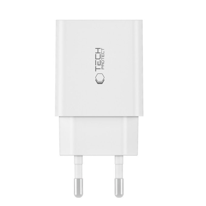 Caricatore da parete C35W 2-PORT PD 35W + USB-C Cable, bianca, Tech-Protect