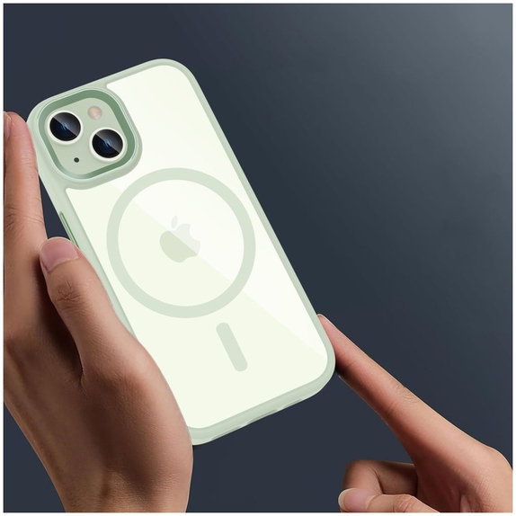 Custodia MagMat MagSafe per iPhone 15, verde/trasparente, Tech-Protect