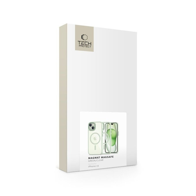 Custodia MagMat MagSafe per iPhone 15, verde/trasparente, Tech-Protect