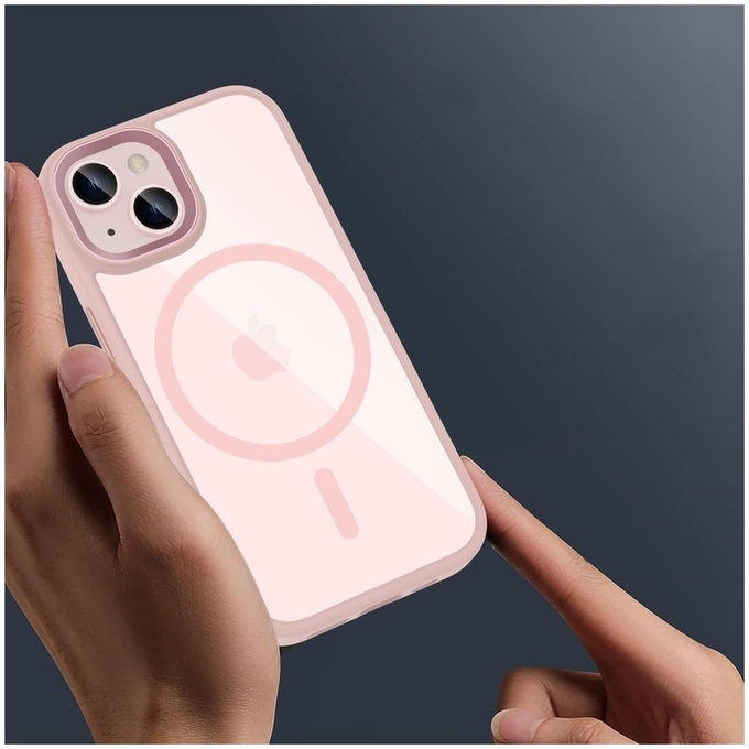 Custodia MagMat MagSafe per iPhone 15, rosa/trasparente, Tech-Protect