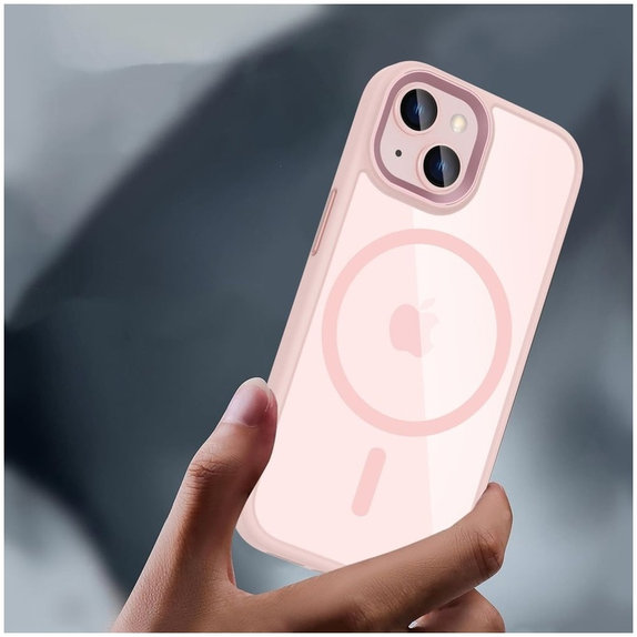 Custodia MagMat MagSafe per iPhone 15, rosa/trasparente, Tech-Protect