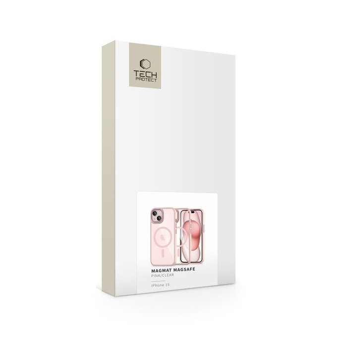 Custodia MagMat MagSafe per iPhone 15, rosa/trasparente, Tech-Protect