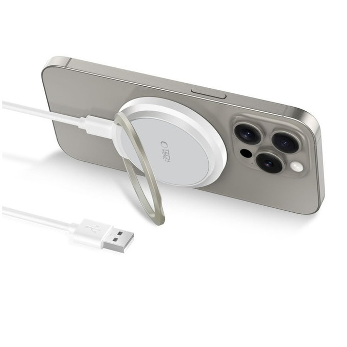 Caricatore wireless QI15W-A33 Magnetic MagSafe, bianca, Tech-Protect