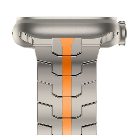 Cinturino Stainless Line per Apple Watch 8 / 9 / 10 / 11 / SE / Ultra (44 / 45 / 46 / 49 mm), Titanium/Orange, Tech-Protect