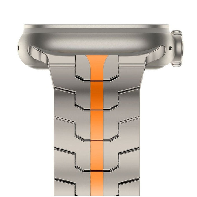 Cinturino Stainless Line per Apple Watch 8 / 9 / 10 / 11 / SE / Ultra (44 / 45 / 46 / 49 mm), Titanium/Orange, Tech-Protect