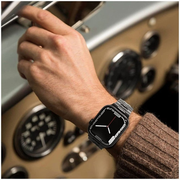Cinturino Stainless Line per Apple Watch 8 / 9 / 10 / 11 / SE / Ultra (44 / 45 / 46 / 49 mm), Titanium/Orange, Tech-Protect