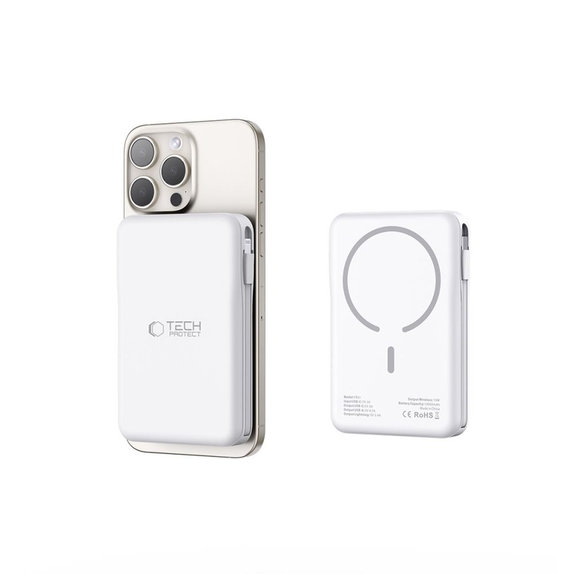 Power bank PB31 Lifemag MagSafe 10000mAh, bianca, Tech-Protect