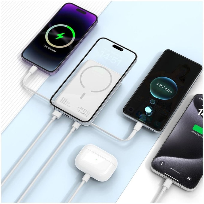 Power bank PB31 Lifemag MagSafe 10000mAh, bianca, Tech-Protect