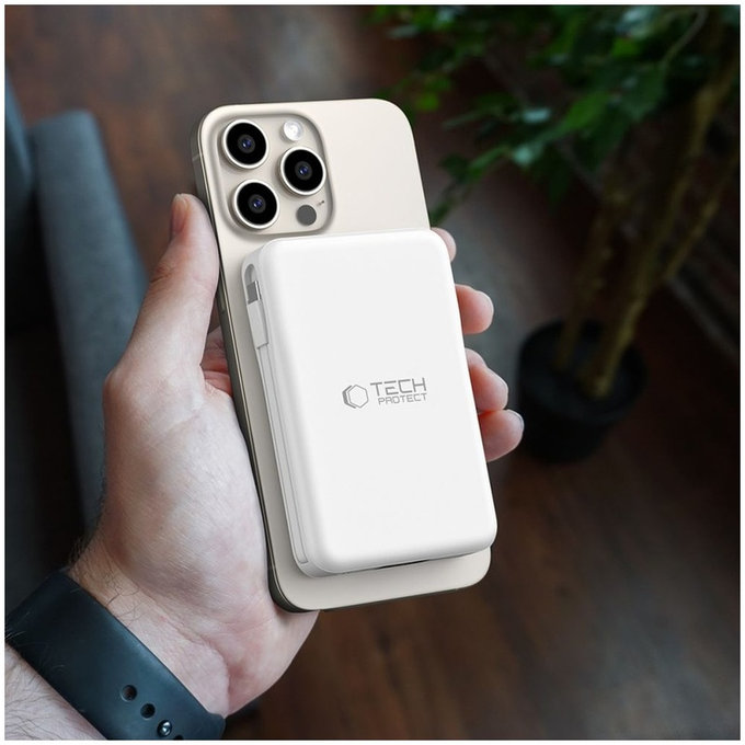 Power bank PB31 Lifemag MagSafe 10000mAh, bianca, Tech-Protect