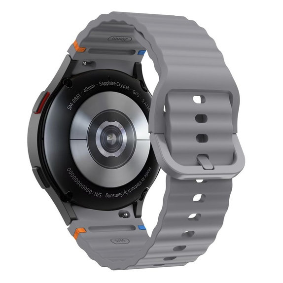 Cinturino Silicone Sport per Samsung Watch 4 / 5 / 5 Pro / 6 / 7 / FE, Crayon Grey, Tech-Protect