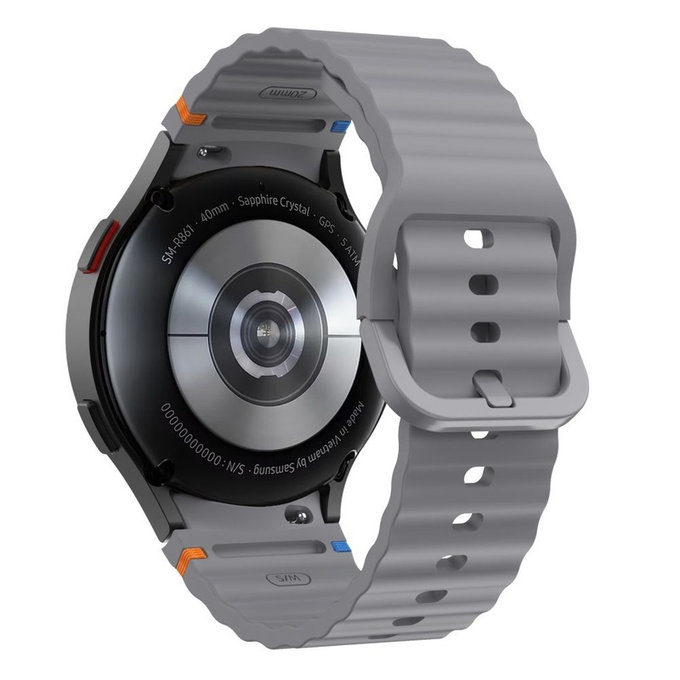 Cinturino Silicone Sport per Samsung Watch 4 / 5 / 5 Pro / 6 / 7 / FE, Crayon Grey, Tech-Protect