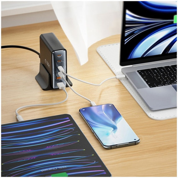 Caricatore da parete DC80W-GAN 6-PORT PD 80W / QC3.0, nera, Tech-Protect