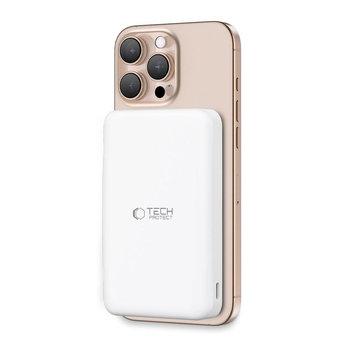 Power bank PB24 Lifemag Qi2 MagSafe 10000mAh, bianca, Tech-Protect