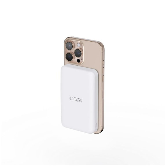 Power bank PB24 Lifemag Qi2 MagSafe 10000mAh, bianca, Tech-Protect