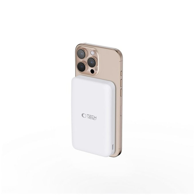 Power bank PB24 Lifemag Qi2 MagSafe 10000mAh, bianca, Tech-Protect