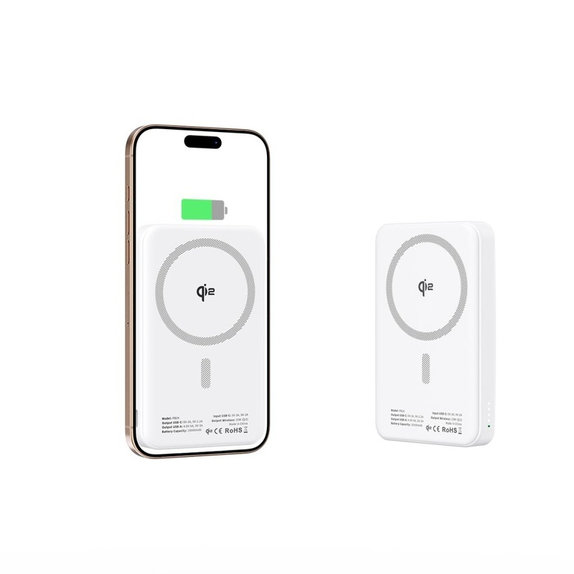 Power bank PB24 Lifemag Qi2 MagSafe 10000mAh, bianca, Tech-Protect