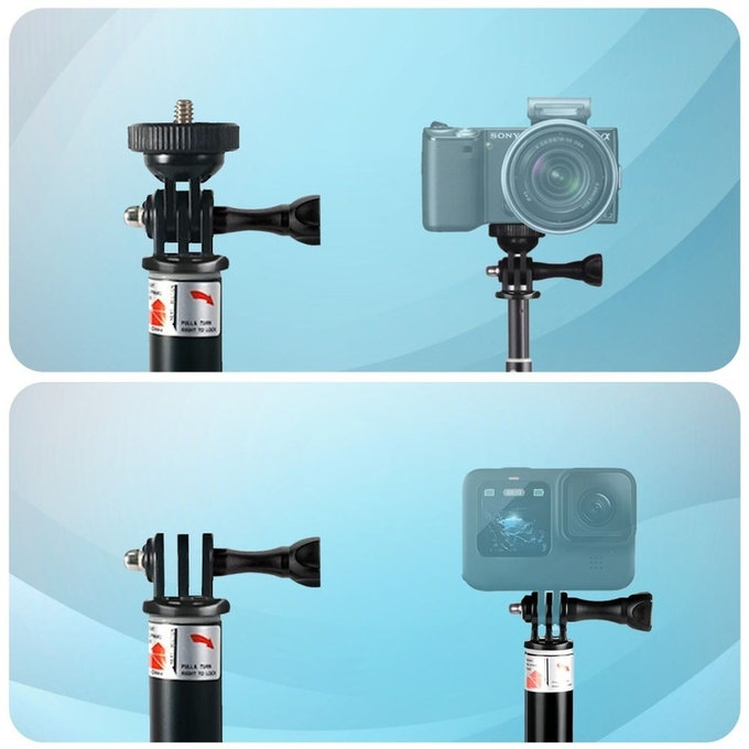 Selfie stick con treppiede GA100 per GoPro / DJI / INSTA360, nera, Tech-Protect